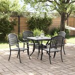 Ensemble de salle à manger de jardin 5 pièces vidaXL en aluminium coulé noir
