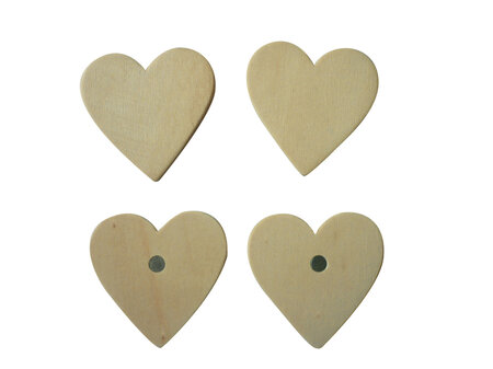 Magnet Coeur en bois 5 cm 4 pièces