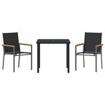 vidaXL Ensemble de repas de jardin 3 pièces Noir Textilène et Acier