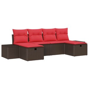 vidaXL Ensemble de canapé de jardin 6 Pièces Marron Poly rotin
