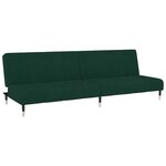 vidaXL Canapé-lit à 2 places vert foncé velours