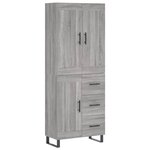vidaXL Buffet haut Sonoma gris 69 5x34x180 cm Bois d'ingénierie