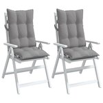 vidaXL Coussins de chaise à dossier haut lot de 2 gris tissu oxford
