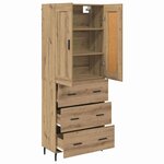vidaXL Haut Armoire 2 Pièces Chêne artisanal Bois Aggloméré et Verre