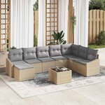 vidaXL Ensemble de canapé de jardin 9 Pièces Beige Poly rotin
