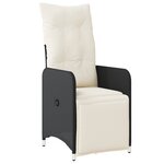 vidaXL Set de table à manger de jardin 3 pièces avec coussins en poly rotin noir