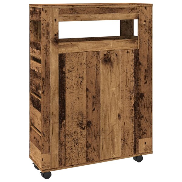 vidaXL Meuble étroit de salle de bain à roulettes vieux bois