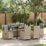 vidaXL Ensemble de salle à manger pour jardin 7 Pièces Beige polyrotin