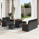 vidaXL Ensemble de canapé de jardin 8 Pièces Noir polyrotin
