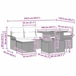 vidaXL Ensemble de jardin 7 pièces avec des coussins beiges en poly rotin et en acacia