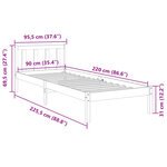vidaXL Cadre de lit extra long sans matelas 90x220 cm bois massif pin