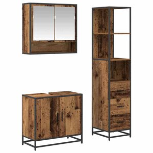 vidaXL Ensemble de mobilier de salle de bain 3 Pièces Bois Ancien