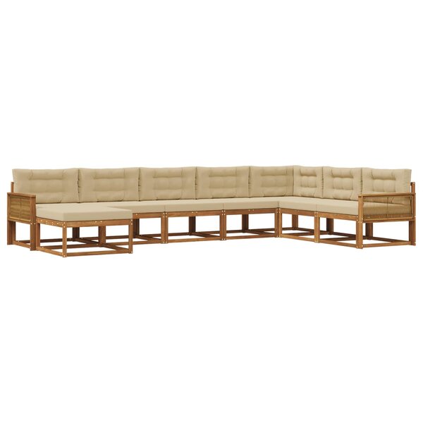 vidaXL Ensemble de canapés d'extérieur 8 pc Naturel et Beige