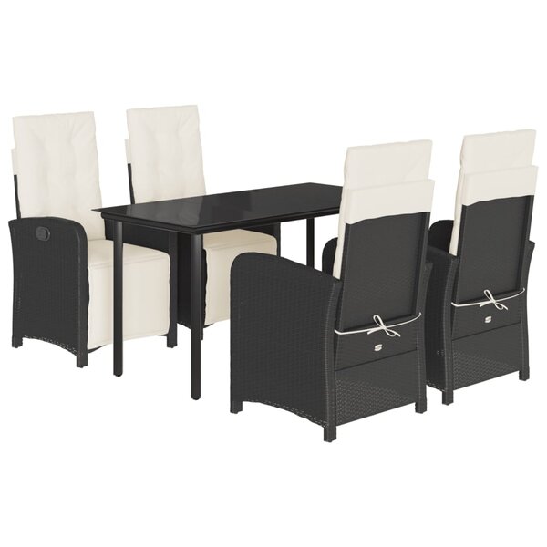 vidaXL Ensemble à manger de jardin coussins 5Pièces Noir Résine tressée
