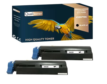 Qualitoner x2 toners 45807106 noir compatible pour oki