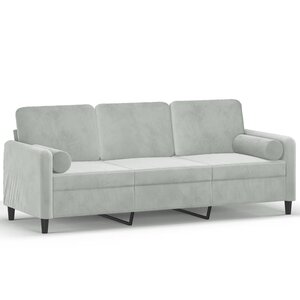 vidaXL Canapé 3 places avec oreillers gris clair 180 cm velours