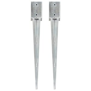 vidaXL Piquets au sol 2 Pièces Argenté 9x9x75 cm Acier galvanisé