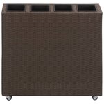 vidaXL Lit surélevé de jardin 4 pots 80x22x79 cm Résine Tressée Marron