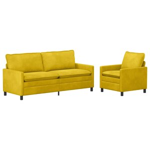 vidaXL Ensemble de Canapés 2 pc Jaune Velours