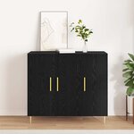 vidaXL Buffet Chêne noir 90 x 34 x 80 cm Bois d'ingénierie