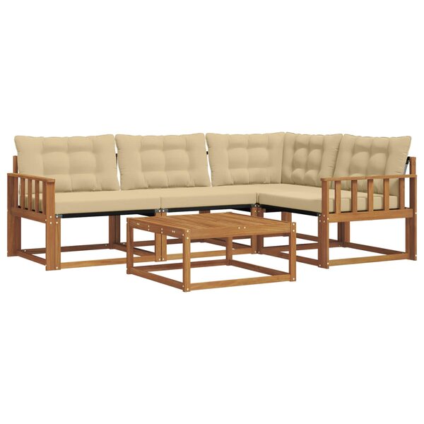vidaXL Ensemble de canapés d'extérieur 5 Pièces Naturel et Beige