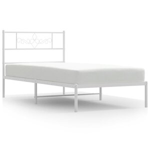 vidaXL Cadre de lit métal sans matelas avec tête de lit blanc 90x190cm