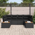 vidaXL Ensemble de canapé de jardin avec coussin 6 Pièces Noir polyrotin