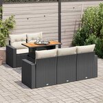 vidaXL Salon de jardin 6 Pièces avec coussins noir résine tressée