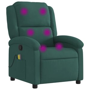 vidaXL Fauteuil inclinable de massage vert foncé velours