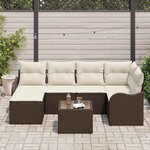 vidaXL Ensemble de canapé de jardin 7 Pièces Marron et blanc Poly rotin