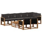 vidaXL Ensemble de canapés d'extérieur 9 Pièces Naturel et noir