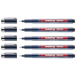 Feutre Fin de Précision 1800 Noir Pointe Fine (0.3) 0 35 mm x 5 EDDING