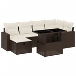 vidaXL Salon de jardin avec coussins 7 Pièces marron résine tressée
