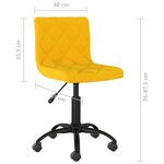 vidaXL Chaise pivotante de salle à manger Jaune moutarde Velours