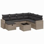vidaXL Salon de jardin 8 Pièces avec coussins gris résine tressée