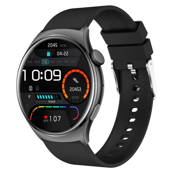 Montre connectée Amnésia AMOLED 1 43" - appels Bluetooth  cardio  10 j - Silicone Noir