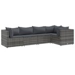vidaXL Salon de jardin 5 Pièces avec coussins Gris Résine tressée