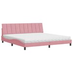 vidaXL Lit avec matelas rose 200x200 cm velours