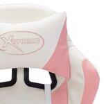 vidaXL Fauteuil de jeux vidéo avec LED RVB Rose et blanc Similicuir