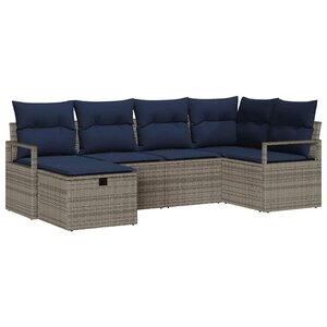 vidaXL Ensemble de Canapés avec coussin Gris et marine polyrotin