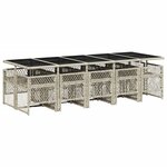 vidaXL Ensemble à manger de jardin 11Pièces avec coussins gris poly rotin
