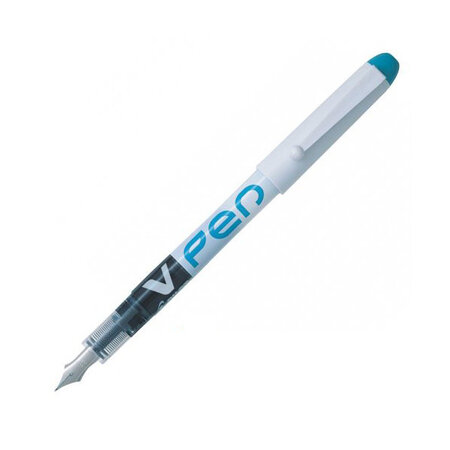 Stylo plume v-pen effaçable pointe moyenne bleu canard pilot