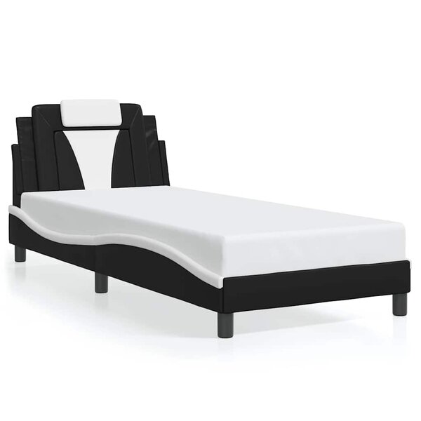 vidaXL Cadre de lit Viana sans matelas noir et blanc 90x200 cm similicuir