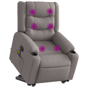 vidaXL Fauteuil inclinable de massage électrique Taupe Tissu