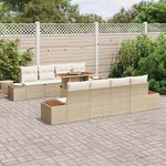 vidaXL Ensemble de canapé de jardin 9 Pièces Beige Poly rotin