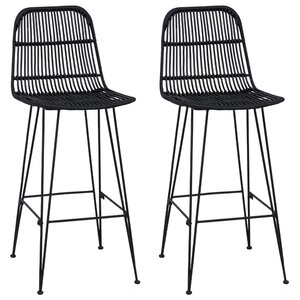 vidaXL Tabouret de bar 2 pc Noir 44 x 55 x 109 cm Rattan et Acier