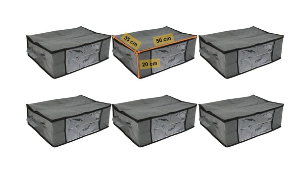 Lot de 6 Sacs de rangement sous lit  50x35x20 cm  35 litres