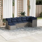 vidaXL Salon de jardin 7 Pièces avec coussins gris résine tressée