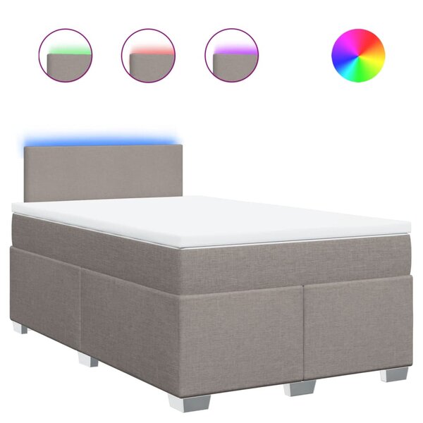 vidaXL Sommier à lattes de lit avec matelas taupe 120x190 cm tissu
