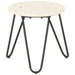 vidaXL Table basse Blanc 40x40x40 cm Pierre véritable texture marbre